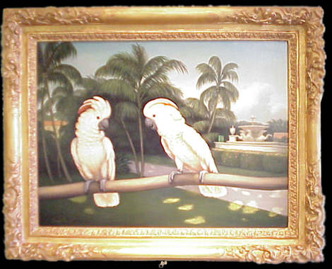 Moloccan Cockatoos near a Fountain in Palm Beach